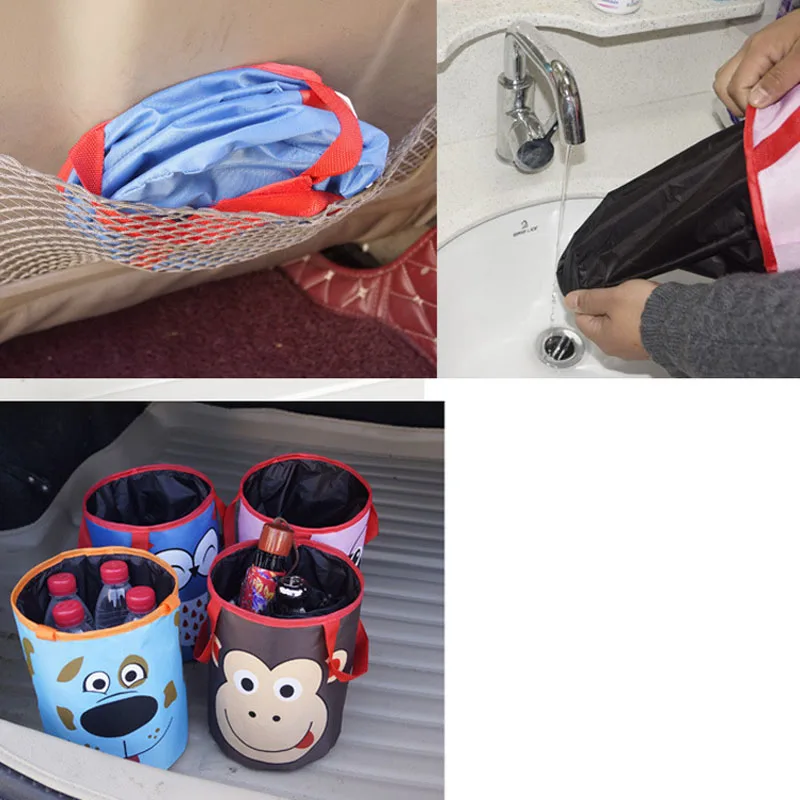 Foldable Car Garbage Bag Trash Can Organizer Storage Box Seat Back Hanging Bag