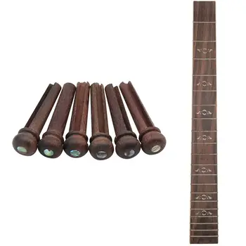 

6Pcs Wood Guitar Pins Rosewood Strings Pegs Slotted Endpin with Abalone Dot & 1Pcs Guitar Fretboard 46Cm