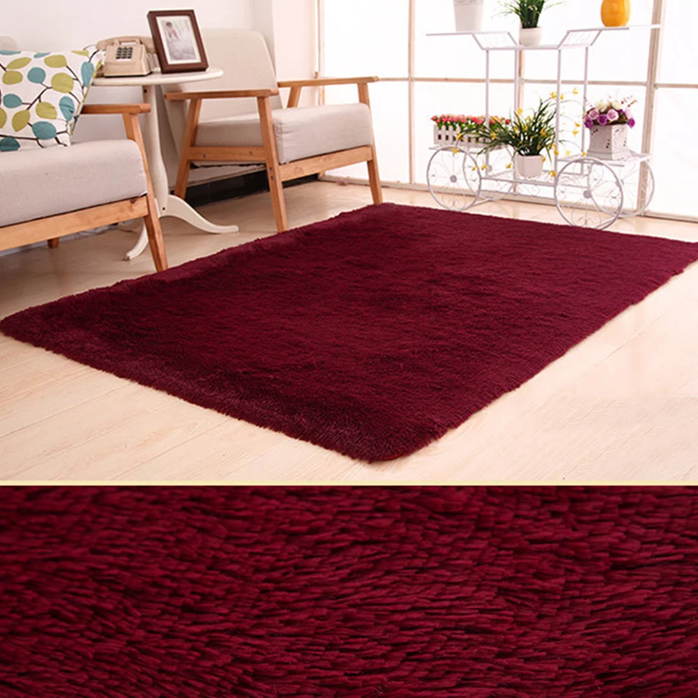 10 цветов 120x160 см большая плюшевая лохматая утолщенная мягкая ковровая зона ковер коврики для столовой гостиной спальни домашнего офиса - Цвет: Wine Red