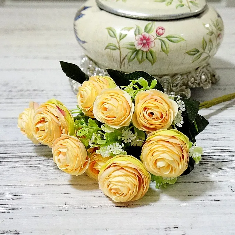 Корейский стиль 10 тысяч слоев небольшой камелии Искусственные цветы предмет интерьера, украшение реквизит ручной diy ваза