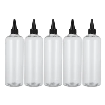 

5 Pieces Plastic Empty Squeeze Bottles With Twist Cap Tip Applicator for Liquid , Painting, Glue Bottle - 500ml