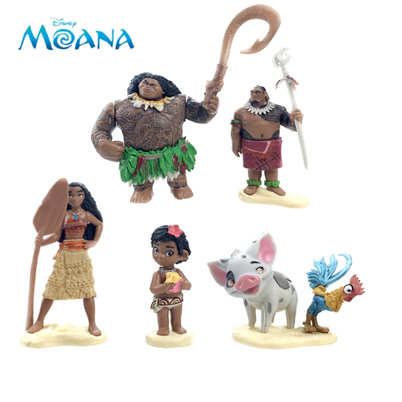 6Pcs/set Disney Movie Moana Action Figure Dolls Set Demigod Maui Waialiki Heihei Chief Tui Sina Tala Model Kids Gift | Игрушки и хобби