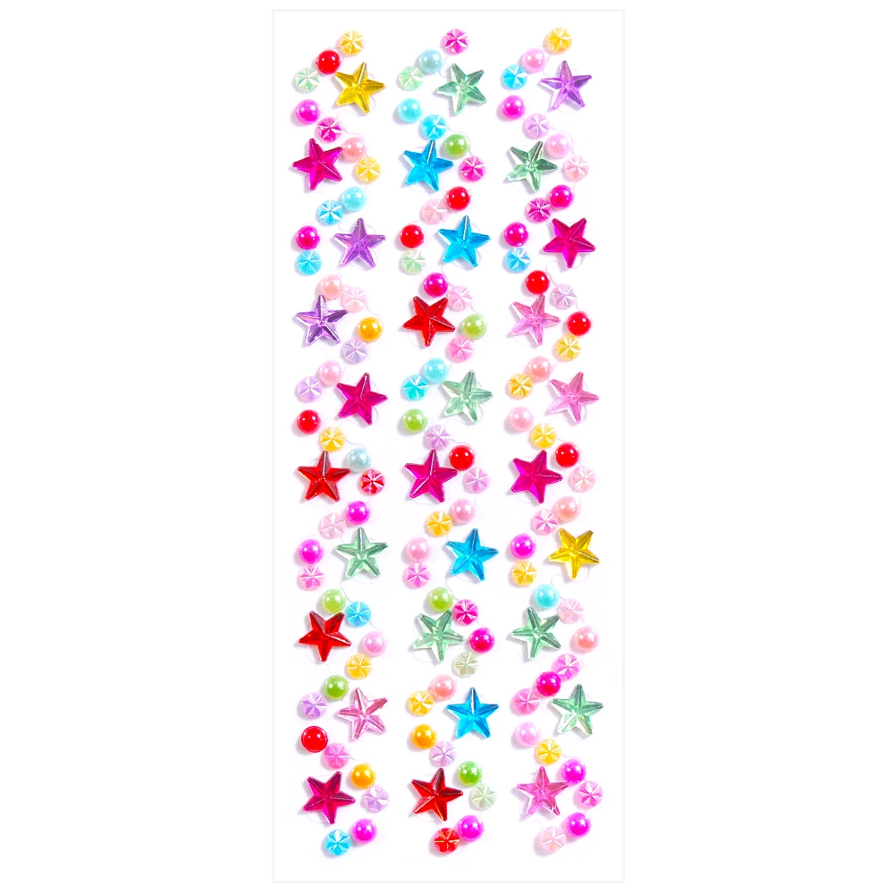 Mixed Color Sticker Self Adhesive Acrylic Crystal Rhinestone 1 Sheet/Set Craft  Jewels and Gems Sticker Set for Children