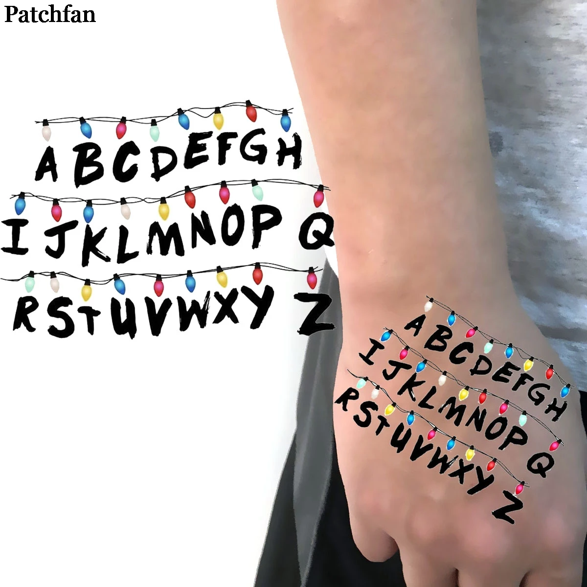 3 шт. Patchfan Stanger things DIY косплей письмо классный модный временный боди-арт наклейка переводная татуировка мужской макияж A2259