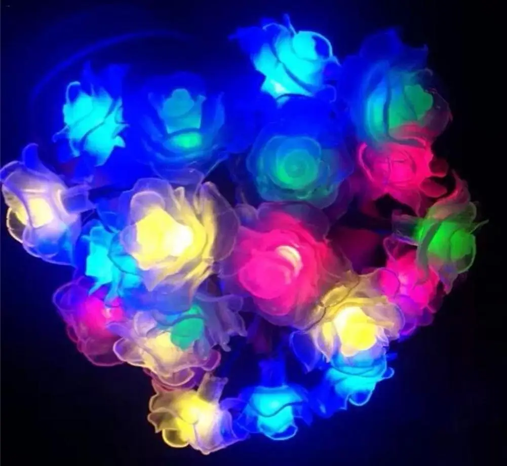 6 м 30LED солнечная розетка в форме розы, гирлянды для улицы, Рождественские Свадебные сказочные огни, вечерние гирлянды для занавесок, садовый декор