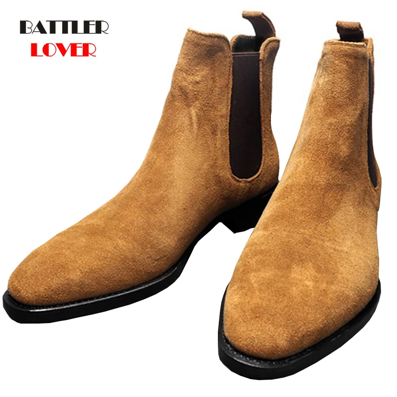 Mens Boots Men Chelsea Boots Ankle Boots Plus Velvet High-top Martin Boots Outdoor Walking Shoes Man Wear Resistant Casual Shoes