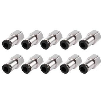 

10 Pcs 1/4" PT Female Thread 6mm Push In Joint Pneumatic Quick Fittings