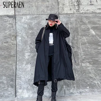 

SuperAen Trench Coat for Women 2020 New Spring Fashion Cotton Women Clothing Pluz Size Solid Color Ladies Windbreakers