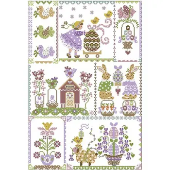 

Easter girl patterns Counted Cross Stitch 11CT 14CT 18CT DIY Chinese Cross Stitch Kit Embroidery Needlework Sets home decor