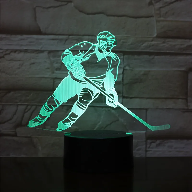 

3D-2533 Ice Hockey Player LED Acrylic Night Light with 7 Colors Touch Remote Control Illusion Change Gift for Lovers