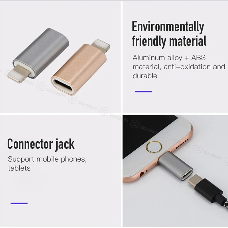 Sovawin адаптеры для мобильных телефонов Micro USB Female to 8 Pin Интерфейс Apple разъемы Micro USB быстрая зарядка для iPhone 8