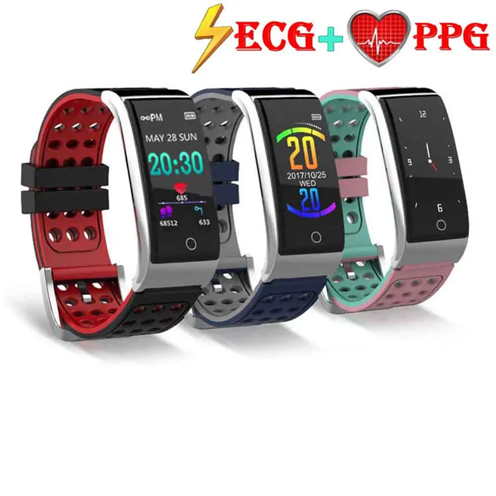 

2020 ECG EKG Blood Pressure Monitor Fitness Tracker 0.96 inch Color Screen UI IP67 Waterproof Long Standby Smart Watch Men Women