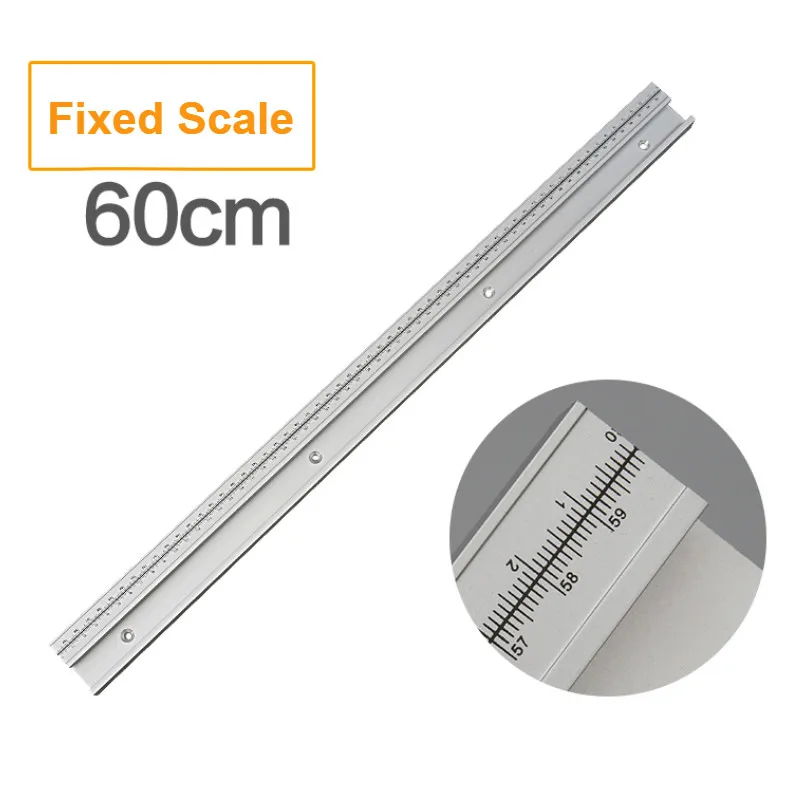 300-800mm Aluminum Alloy T Track Slot with Scale Movable scale T-tracks DIY Router Table Saw Woodworking Tools 45 Type - Цвет: Fixed 600mm