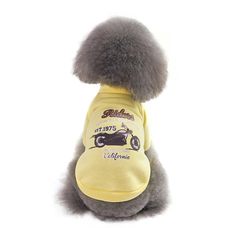 Fashion Pet Small Dog Clothes Winter Warm Dog Jacket Harness Chihuahua Puppy Coats XS-XL - Цвет: Yellow Motorbike