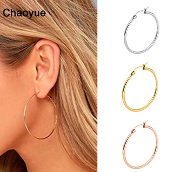 

Stainless Steel Large Hoop Earrings Trendy Exaggerate Smooth Big Circle Earrings for Women Girls Party Ear Jewelry Accessories