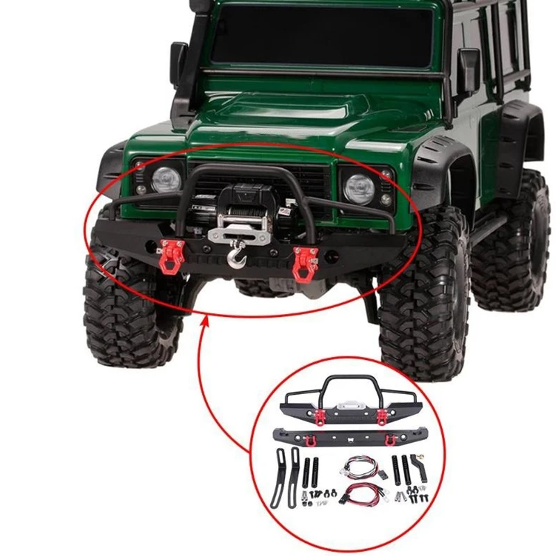  1/10 RC Rock Crawler Metal Front Bumper with Led Light for Axial SCX10 9004 RC Parts Accessories fo - 4000357677353