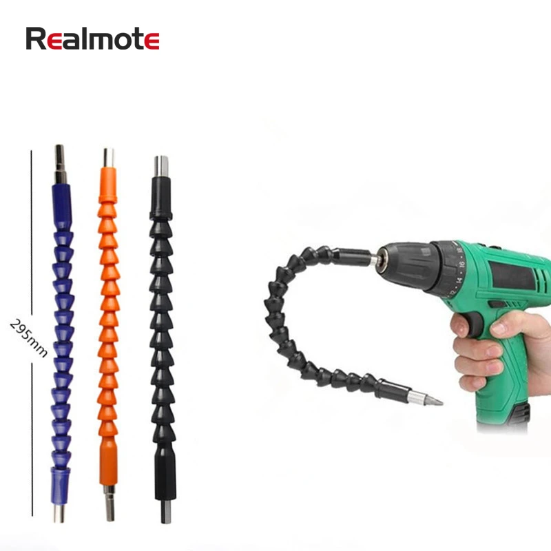 

Realmote 295mm Screwdriver Bend Universal Adapter Extension Rod Drill Bit Flexible Shaft (No Drill) Dremel Accessories