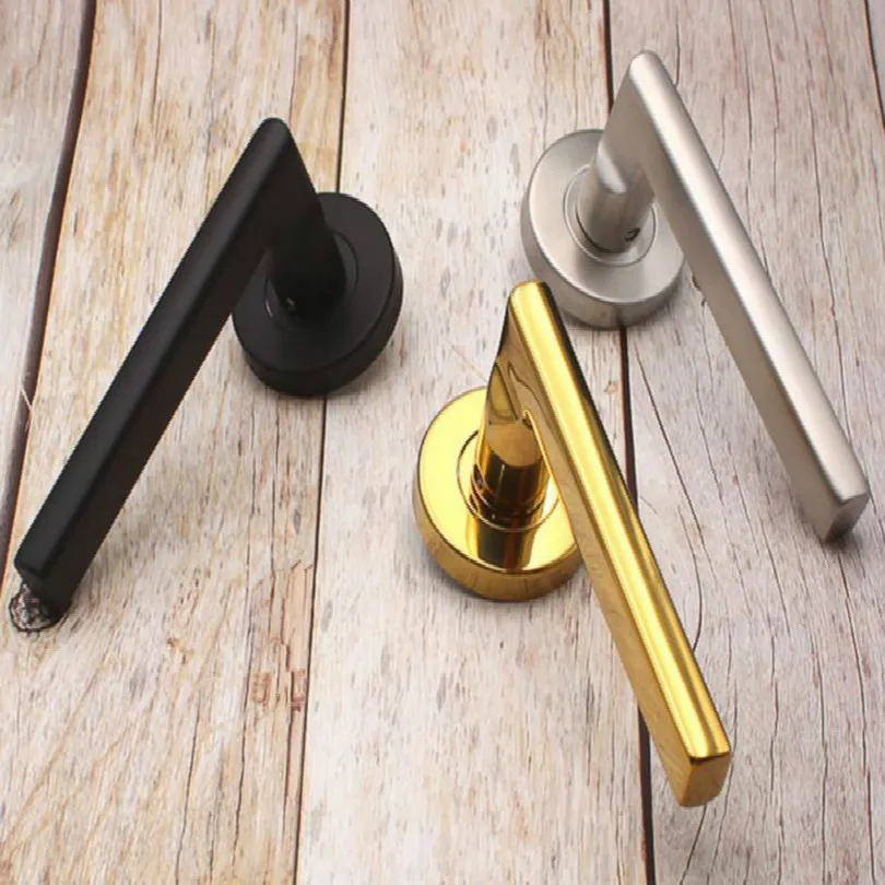 One Side Door Handles para Portas Interiores Outside Black Door Handle Golden Silver Puxa sem Lock