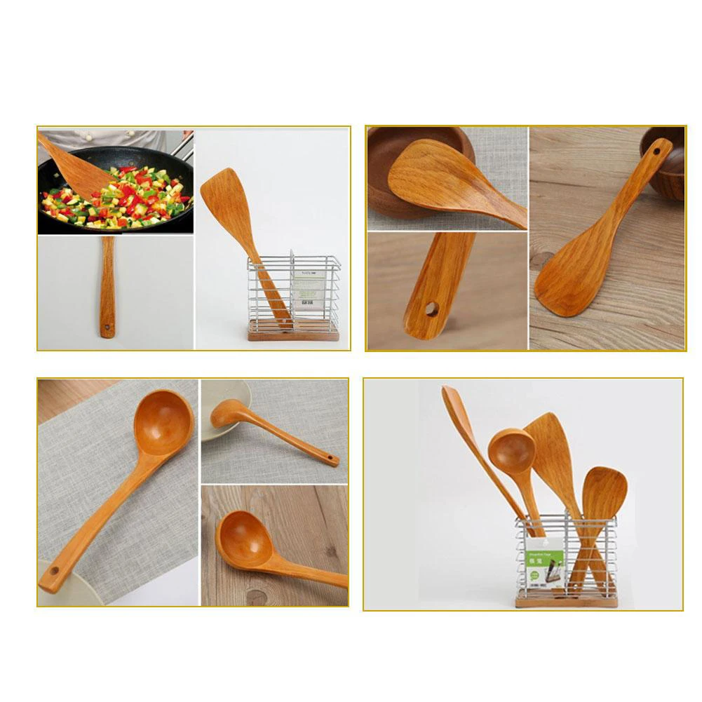 4pcs Non-stick Spatula Soup Spoon Set Kitchen Utensils Set Wood Shovel Cooking for Frying Steaming Brewing Cooking Tools Set