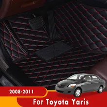 Dywany dla Toyota Yaris 2011 2010 2009 2008 dywaniki samochodowe Auto wnętrza akcesoria stylizacja podnóżek Heel pedał dywaniki Protect tanie tanio KALAMENG Sztuczna skóra Z włókien syntetycznych Skóra Matowa Maty i dywany decoration For Toyota Yaris 2008-2011 3 pcs