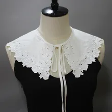 

Sitonjwly Women Girls Chiffon Lace Fake Collar 2022 Doll False Collar Decorative Floral Embroidery Detachable Accessories