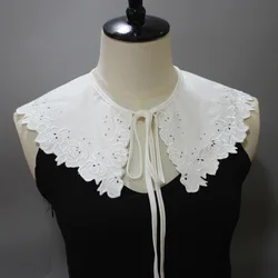 Sitonjwly Women Girls Chiffon Lace Fake Collar 2022 Doll False Collar Decorative Floral Embroidery Detachable Accessories