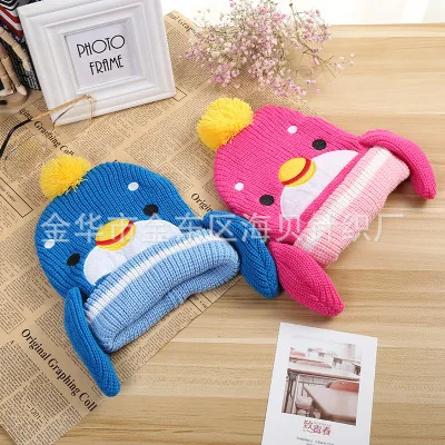 

New Style Cartoon Animal Wool Cap Penguin Modeling Winter Warm Hat Outdoor CHILDREN'S Hat Manufacturers Wholesale