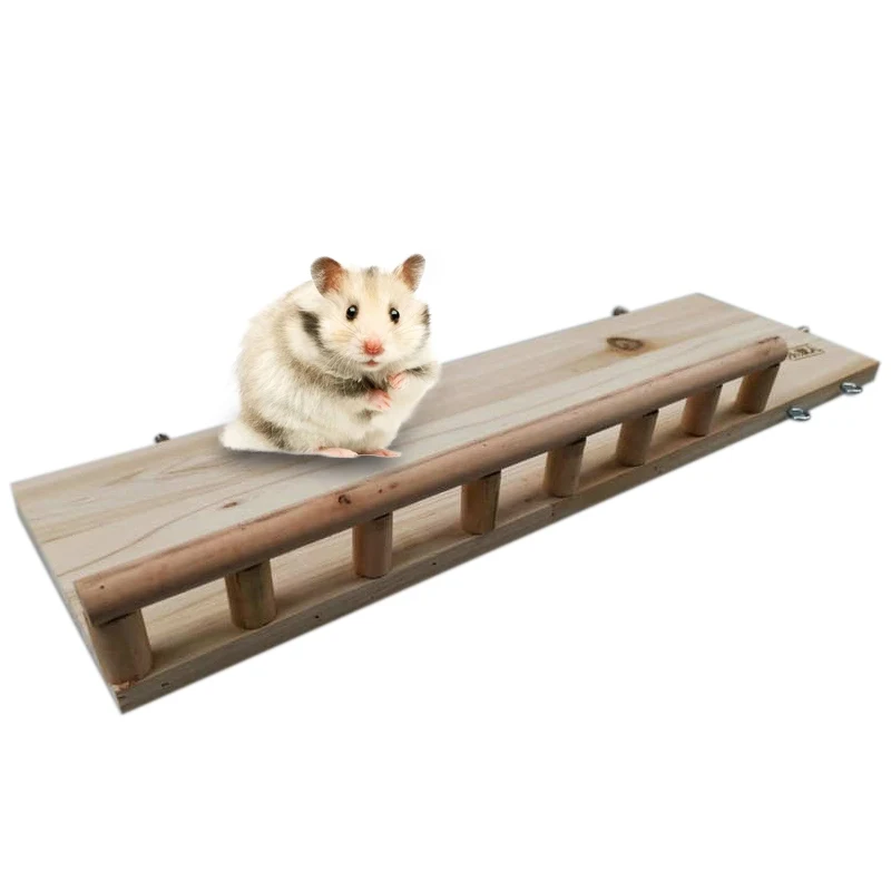 Hamster Wooden Platform With Railings Pet Grinding Teeth Springboard Toy Safe To Chew Bridge For Small Animal Toys