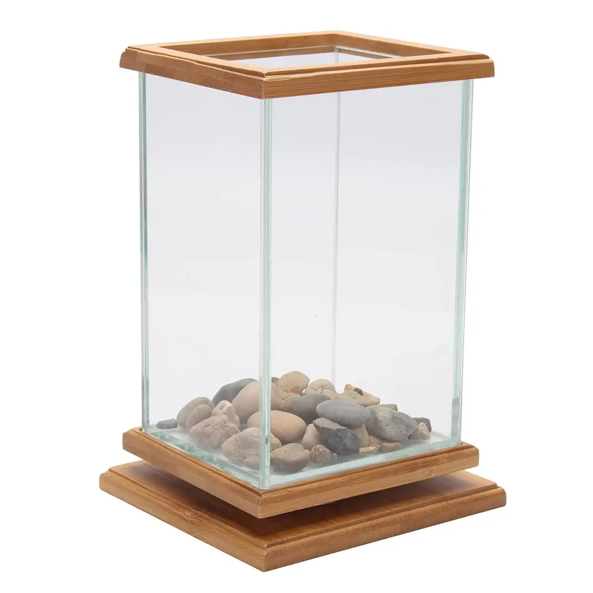 Fish Tank Only Миска для рыбы, вращающаяся квадратная со светом, мини-аквариум, строительный блок, аквариум, украшение для домашнего офиса, миска для кормления малышей - Цвет: Fish Tank Only