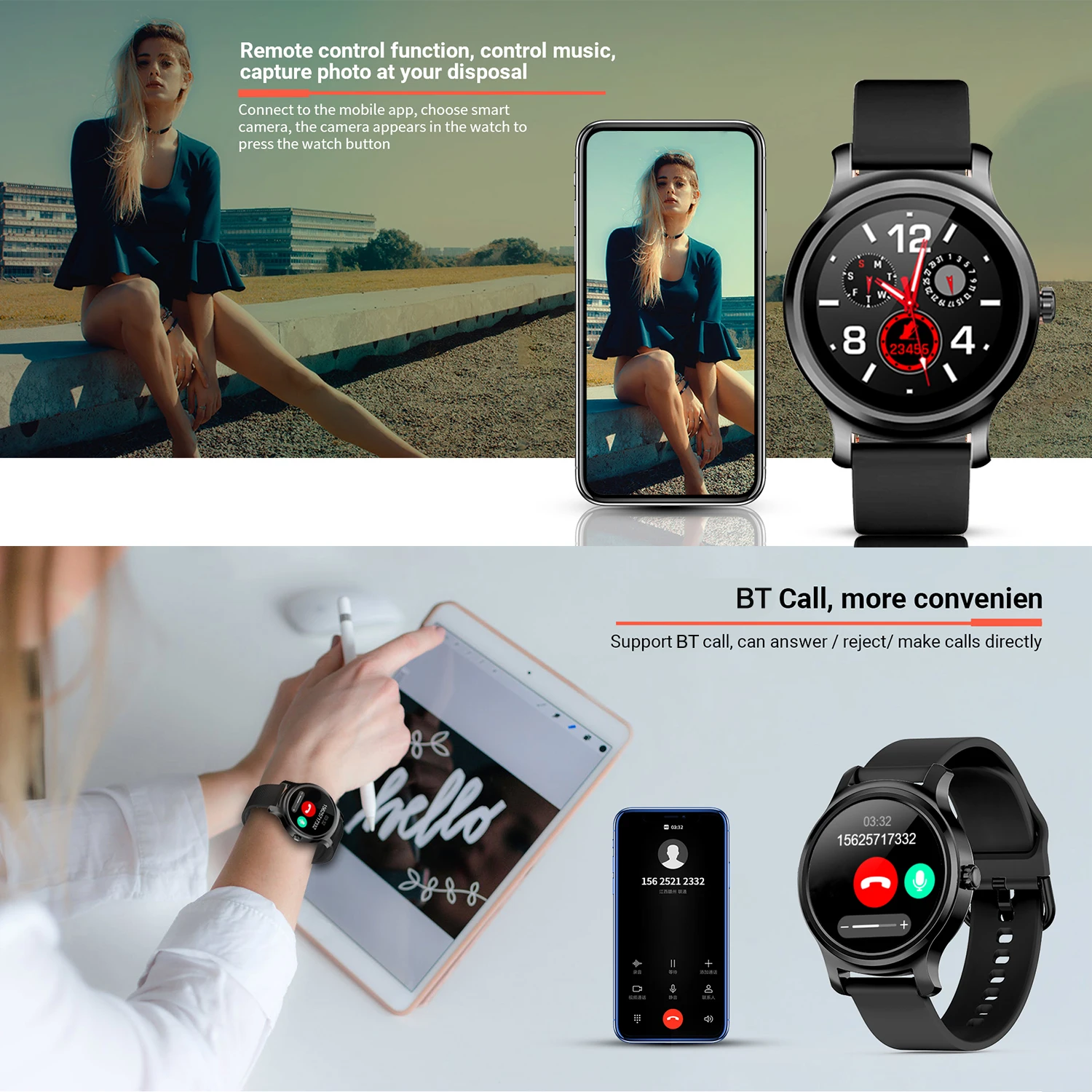 SMA-R2 Смарт-часы IP67, водонепроницаемые, для подсчета шагов, сна, сердечного ритма, фитнес-монитор, спортивные умные часы, круглые, с сенсорным экраном, умные часы