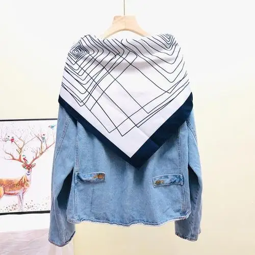 Neploe джинсовая куртка Женский Свободный корейский Шелковый шарф Paychwork Casaco Feminino дикий короткий студенческий осенний абриго Mujer 46089 - Цвет: white