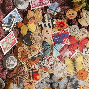 

100PCS/pack Retro Stamp Butterfly Convex Memo Pad Agenda Notepad Diary Stationery School Office Supplies Bullet Journal sl2468