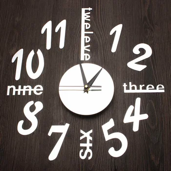 

Removable Acrylic 3D Number DIY Mirror Surface Wall Sticker Clock Home Art Decor Silver/Black Mirror Surface More glossy Modern