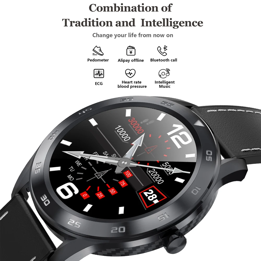 DT98 Smart Watch IP68 Waterproof 1.3 Round HD Screen Heart Rate ECG Analyzer Bluetooth Call Watches Fitness Rracker Smart Watch