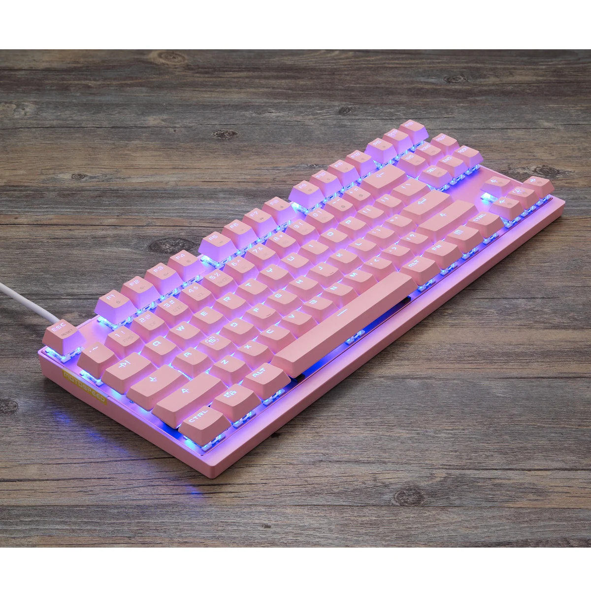 K82 механическая клавиатура Проводная RGB подсветка светящиеся игровые клавиатуры 87 клавиш Черный Розовый Многофункциональный американская клавиатура