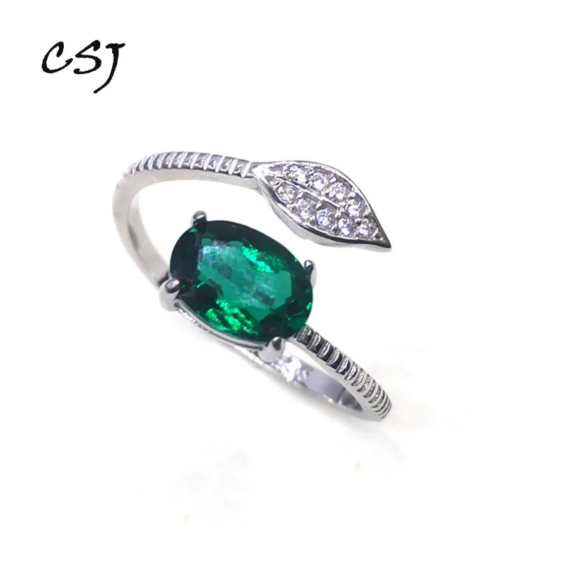 

Кольцо женское из серебра 925 пробы, с изумрудом, 5 х7 мм