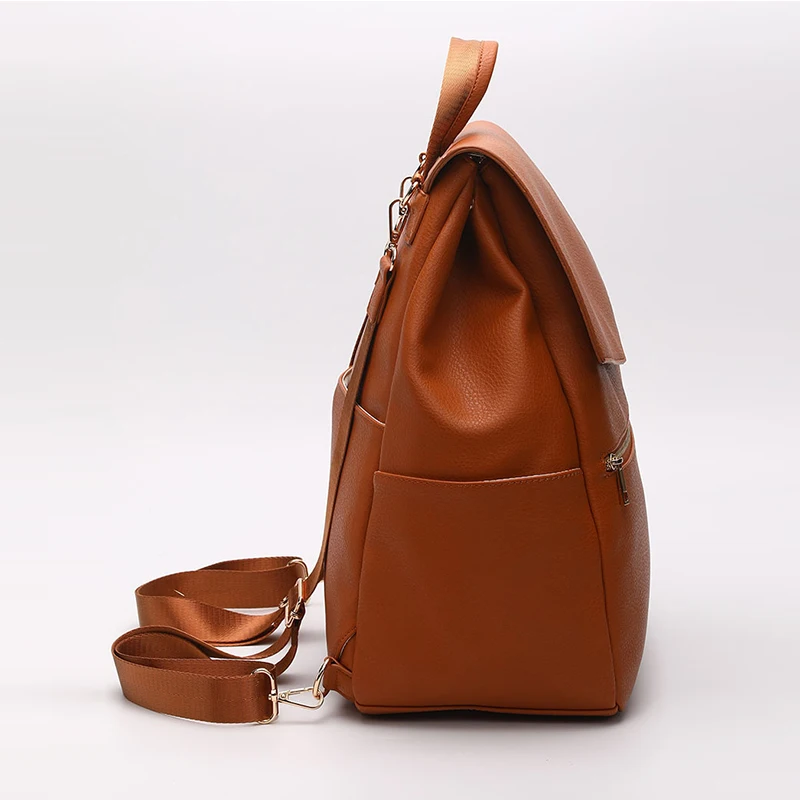 PU Leather Baby Diaper Bag Backpack Multifunctional Large Capacity Nappy Bag Backpack Baby Bag + Changing Pad + Stroller Straps