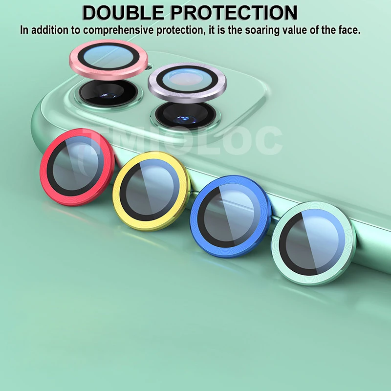 Protector de lente de cámara para iPhone 11 Pro Max 6D, película de vidrio  templado + funda protectora de lente de Metal para iPhone 11