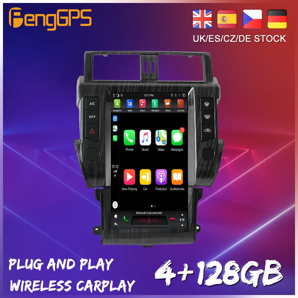128G Android 9 0 Tesla Style вертикальный экран для Toyota Land Cruiser Prado 150 2014 + CarPlay GPS Радио