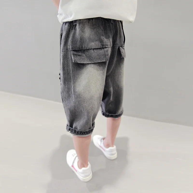 Childrenswear BOY'S Denim Trousers Summer Wear New Style CHILDREN'S Calf-length Pants Big Boy Korean-style Shorts