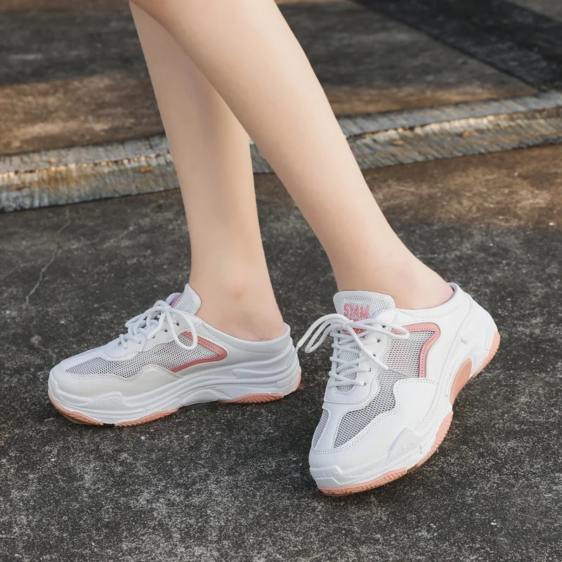 new thick bottom cool female Comfortable women walking shoes summer mesh muffin bottom lazy sports Walkingshoes M4-84