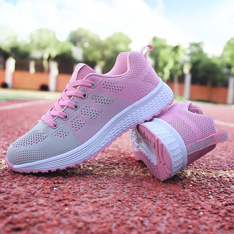 Tenis feminino; коллекция года; очень мягкий светильник; женская обувь для тенниса; zapatos mujer; дышащие кроссовки из сетчатого материала; спортивная обувь; chaussures femme - Цвет: Розовый