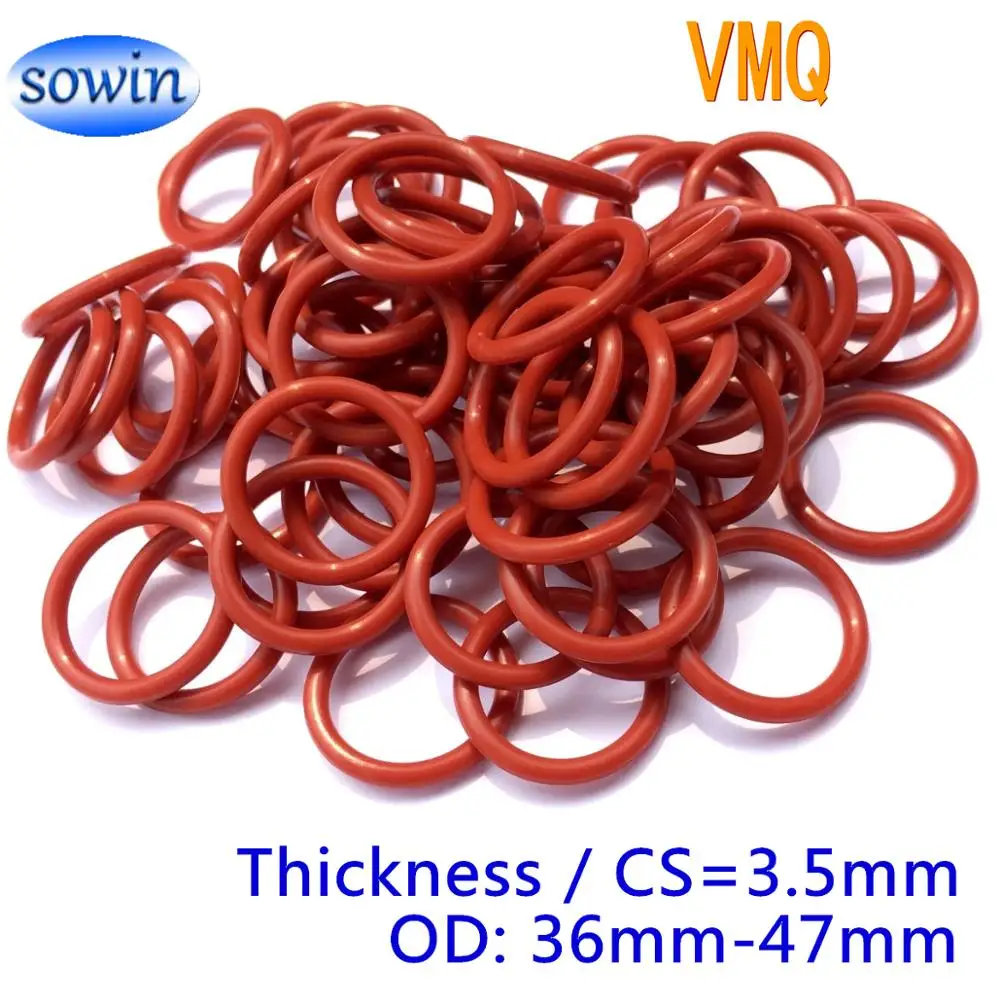 5pcs Red Silicone Oring Silicone/vmq 3.5mm Thickness Od 36/37/38/39/40