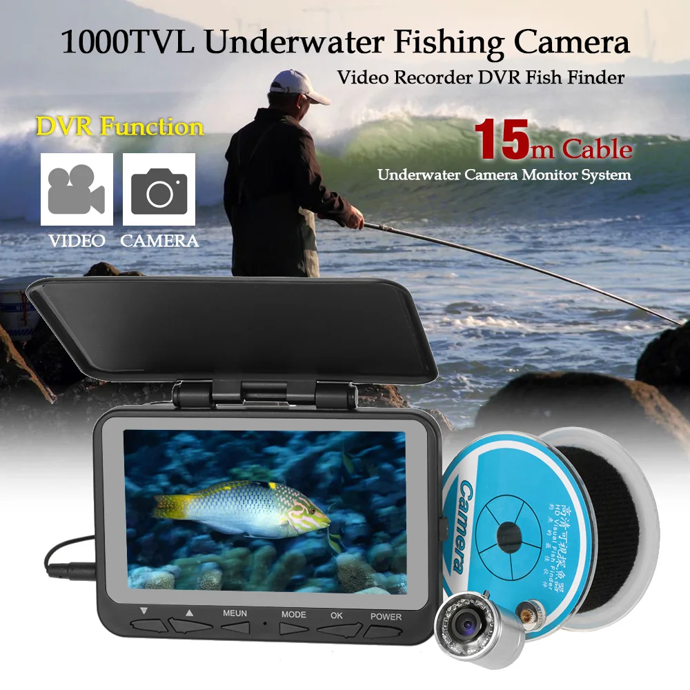 Lixada 4," lcd US Plug 1000TVL рыболокатор 140 ° широкоугольная Водонепроницаемая подводная камера для рыболовный монитор набор рыболокатор