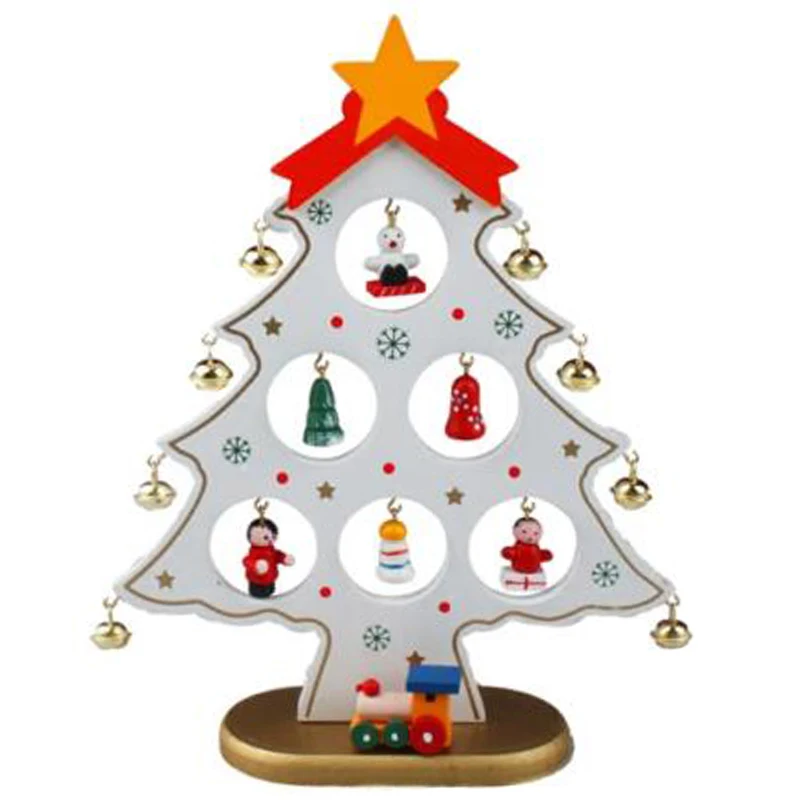 DIY Christmas Ornament Wooden Christmas Tree Christmas Hanging Ornament Gift for Children Home Xmas Table Decoration