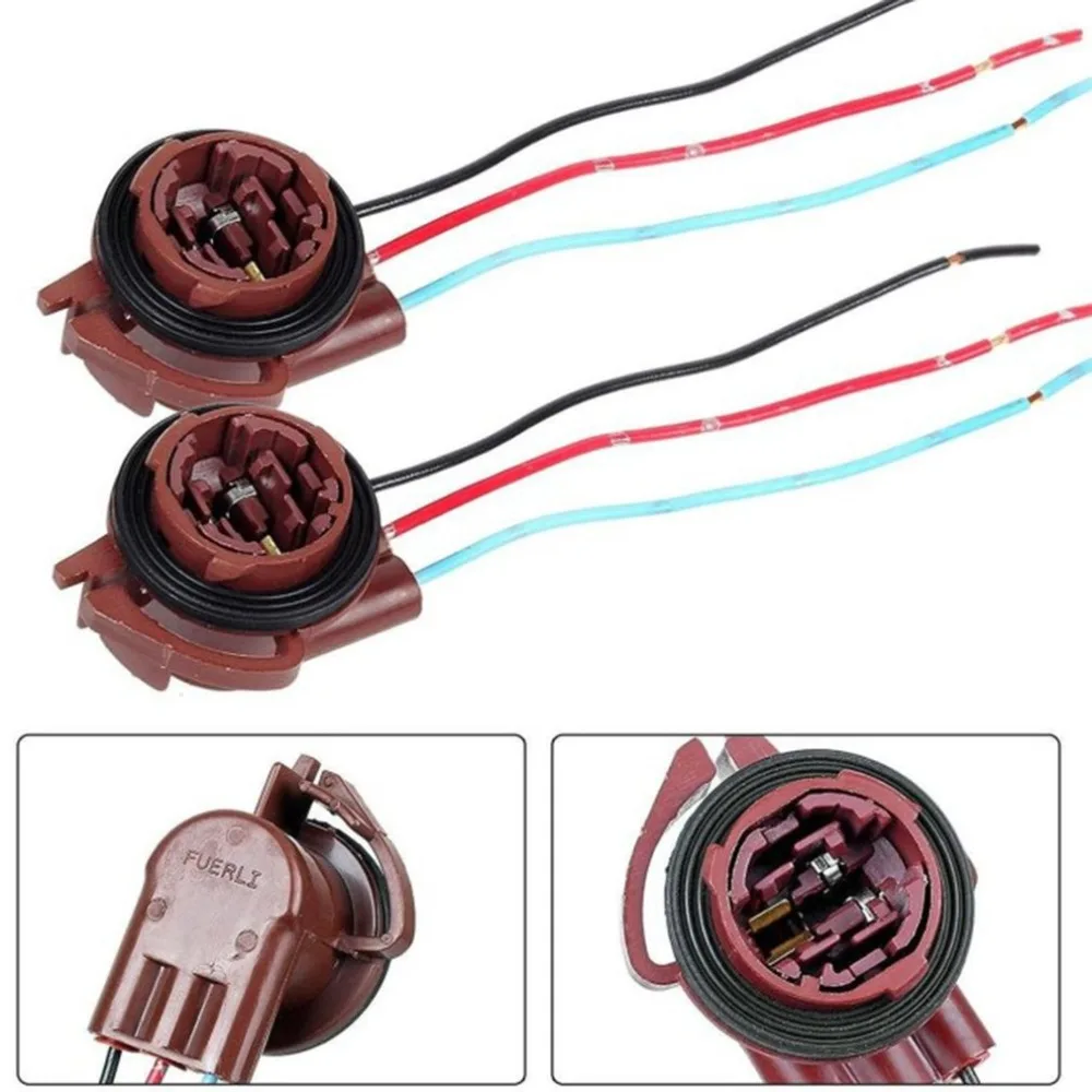 

2Pcs 3157 LED Bulb Brake Turn Signal Light Lamp Socket Adapter Harness Wires Plug Connector Pigtail Bulb Socket