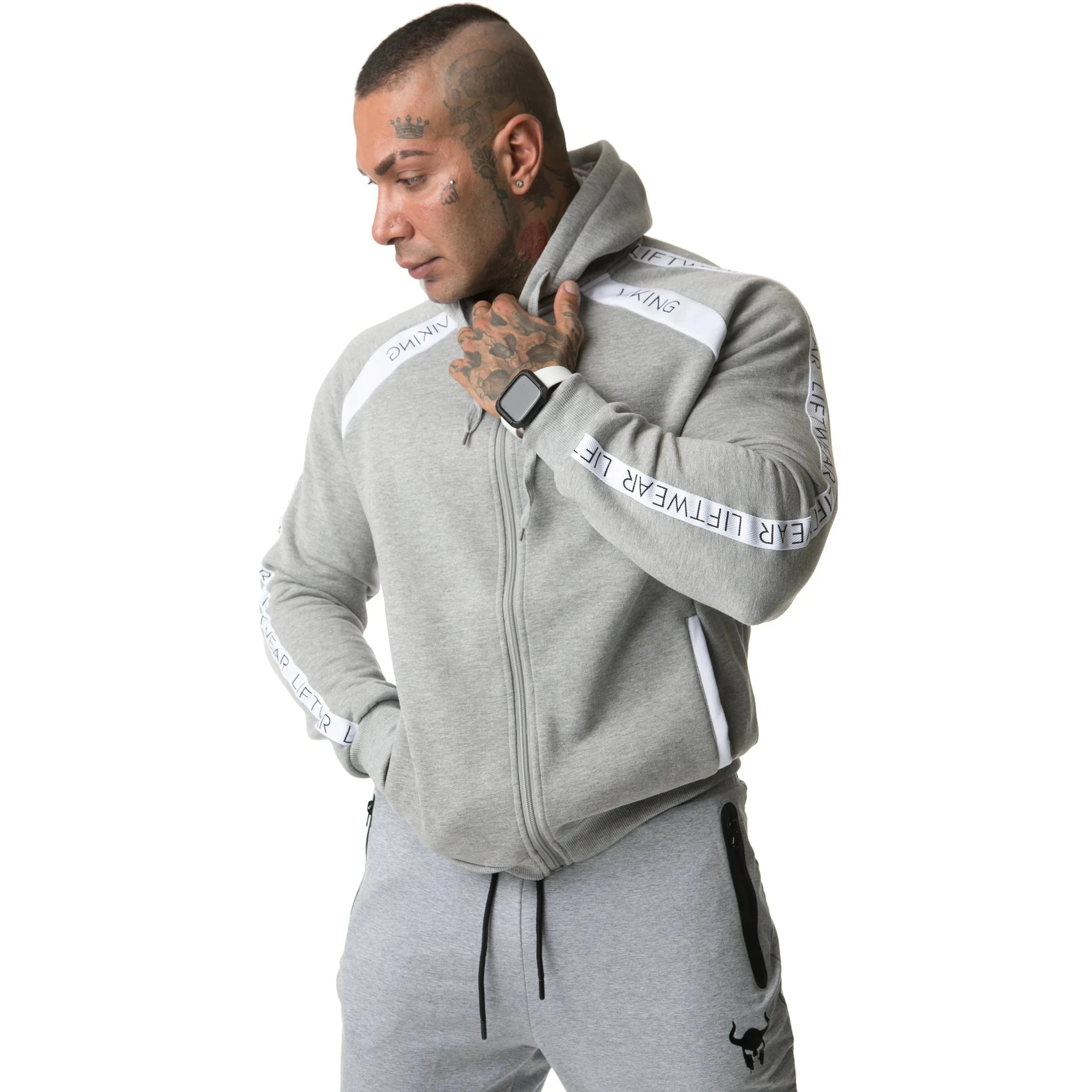 Tanie Jesień nowe męskie sportowe bluzy z kapturem na zamek moda spodnie na siłownię na co dzień Fitness bluza z kapturem męskie bawełniane bluzy odzież sportowa topy