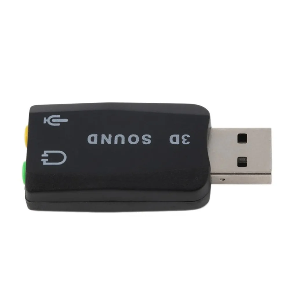 Прочный легкий разъем и воспроизведение USB 2,0 в 3D для микрофона Динамик Аудио гарнитура адаптер звуковой карты 5,1 каналов для ПК ноутбук черный