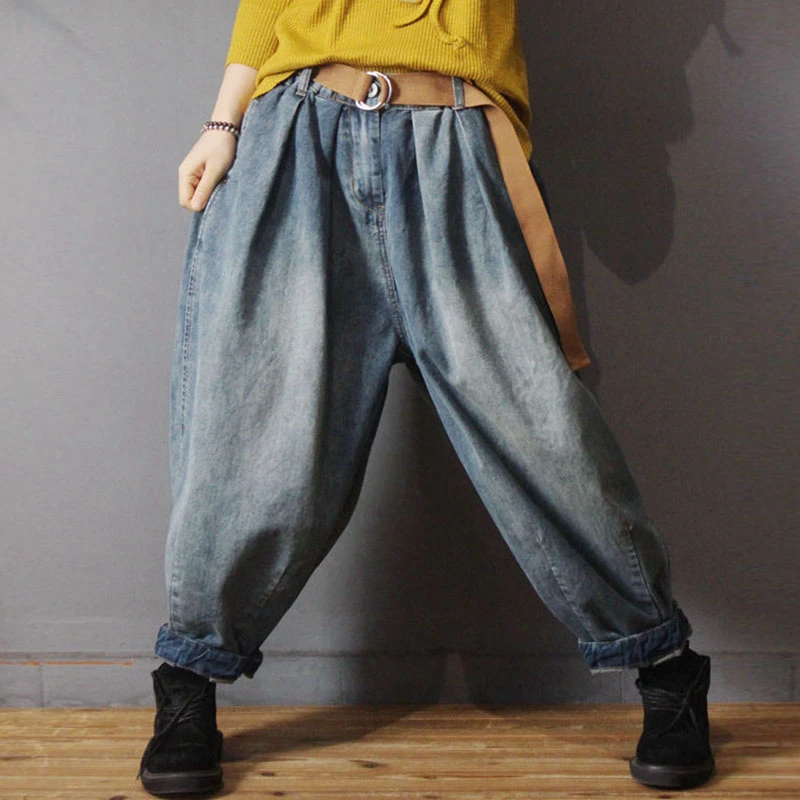Loose Jeans Harem-Pants Denim Women Lantern Spring Vintage Female Cotton Do Autumn Retro