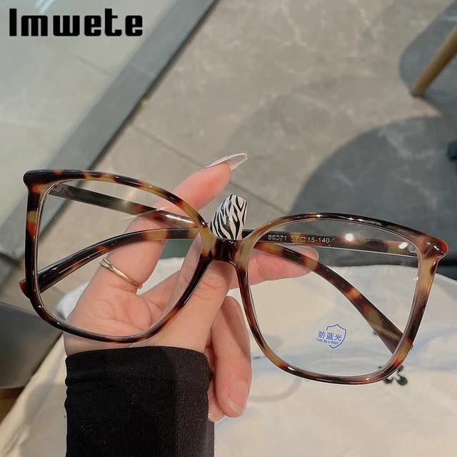 Imwete Fashion Oversized Glasses for Women Luxury Brand Anti Blue Light Glasses  Retro Square Glasses Men Big Frame Black Eyewear - AliExpress